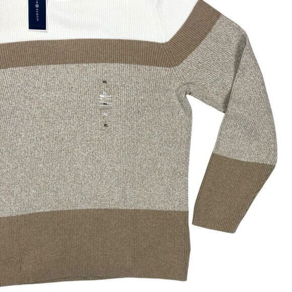 Karen Scott Colorblock Mock Neck Sweater Womens Sz XL Brown Casual Pullover New - Picture 5 of 16